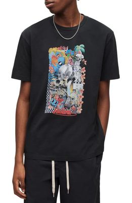 AllSaints Wilderness Graphic T-Shirt in Washed Black