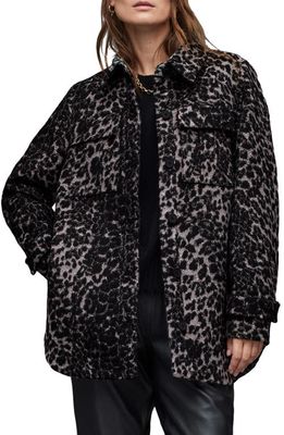 AllSaints Women's Jessa Leo Leopard Print Faux Fur Jacket in Black/White