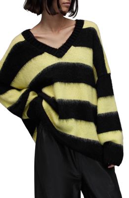 AllSaints Women's Lou V-Neck Sweater in Black/Pistachio