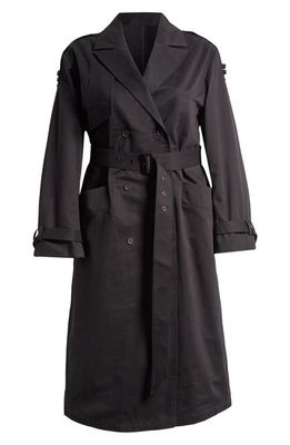 AllSaints Wyatt Cotton Trench Coat in Black at Nordstrom, Size 10 Us