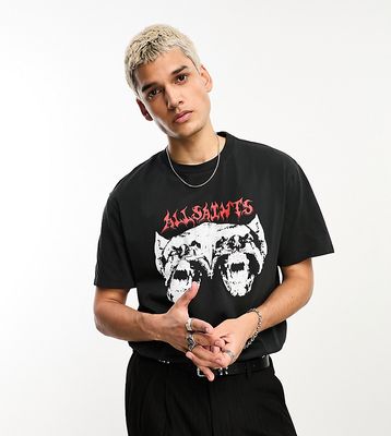 AllSaints x ASOS exclusive Raptorex graphic t-shirt in washed black