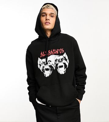 AllSaints x ASOS exclusive Raptorex Oth graphic hoodie in washed black