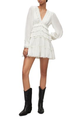 AllSaints Zora Long Sleeve Minidress in Chalk White