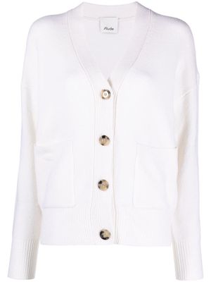 Allude button-down V-neck cardigan - White