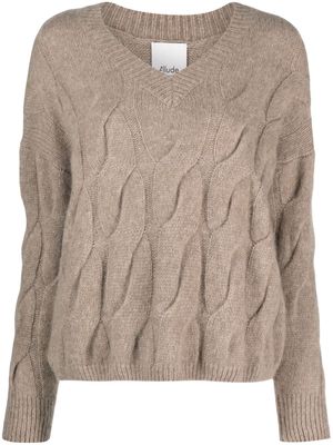 Allude cable-knit V-neck jumper - Neutrals