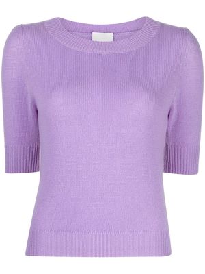 Allude crew neck short-sleeved knitted top - Purple