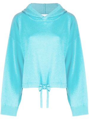 Allude drawstring-waist knitted hoodie - Blue