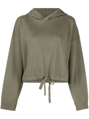 Allude drawstring-waist knitted hoodie - Green