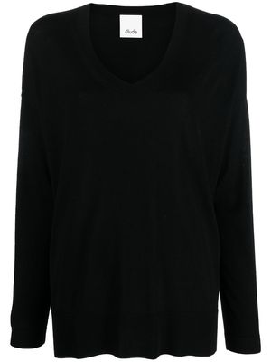 Allude fine-knit V-neck jumper - Black
