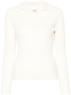 Allude fine-ribbed knitted top - Neutrals