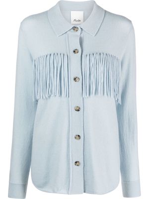 Allude fringe-detail virgin wool-cashmere shirt - Blue