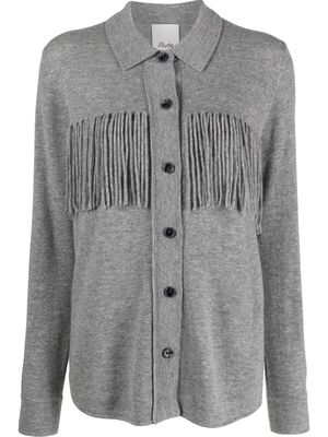 Allude fringe-detail virgin wool-cashmere shirt - Grey