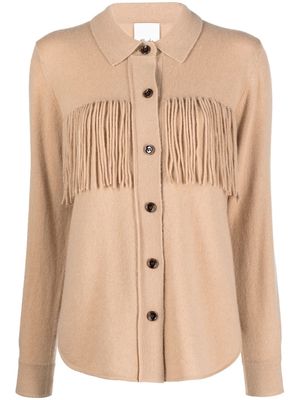 Allude fringed virgin-wool-cashmere shirt - Brown