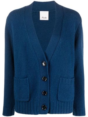 Allude long-sleeve wool knit cardigan - Blue
