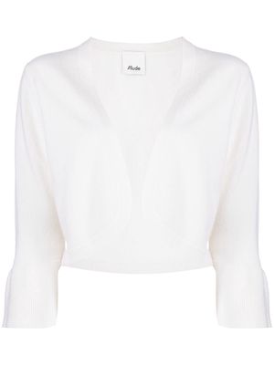 Allude long-sleeved knitted cardigan - White
