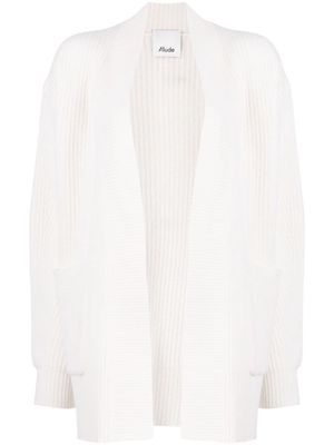 Allude open-front ribbed-knit cardigan - White