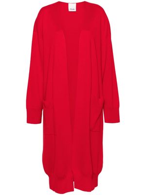 Allude open-front virgin wool cardi-coat - Red