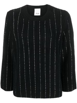 Allude rhinestone-stripes ribbed-knit jumper - Black