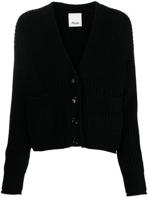 Allude ribbed-knit V-neck cardigan - Black