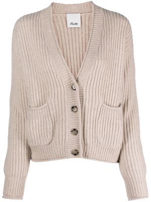 Allude ribbed-knit V-neck cardigan - Neutrals