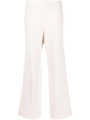 Allude ribbed-knit wide-leg trousers - White