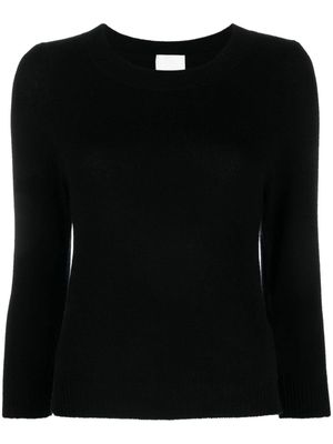 Allude ribbed-trim puff-sleeve jumper - Black