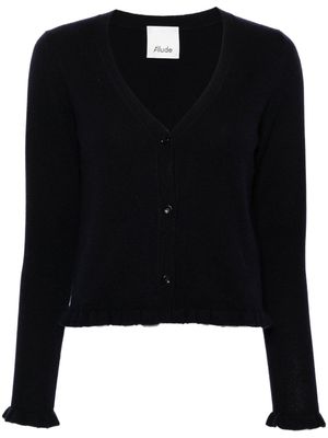 Allude ruffle-trim fine-knit cardigan - Blue