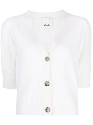 Allude short-sleeve cashmere cardigan - White