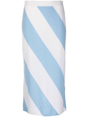 Allude stripe-print pencil knitted skirt - Blue