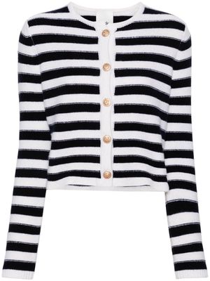 Allude striped buttoned cardigan - White