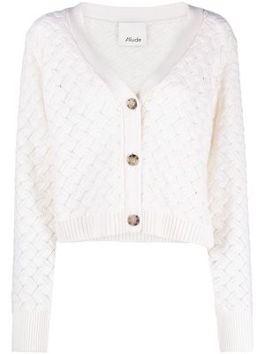 Allude V-neck crochet-knitted cardigan - Neutrals