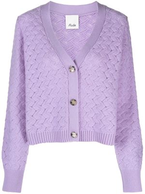 Allude V-neck crochet-knitted cardigan - Purple
