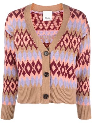 Allude V-neck intarsia-knit cardigan - Pink