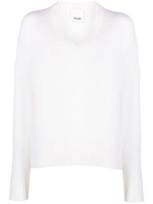 Allude V-neck wool-blend jumper - White