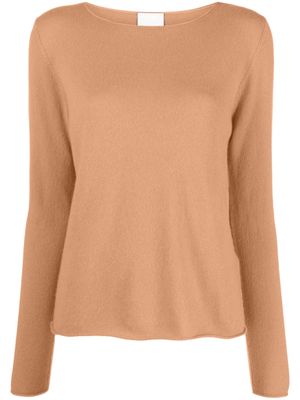 Allude wide-neck cashmere top - Brown