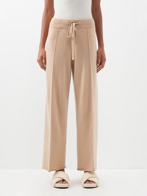 Allude - Wool-blend Knitted Trousers - Womens - Camel