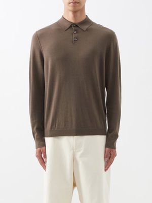 Allude - Wool Polo Shirt - Mens - Brown
