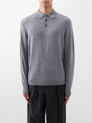 Allude - Wool Polo Shirt - Mens - Grey