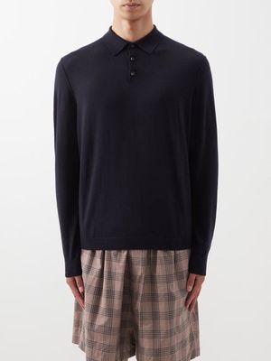 Allude - Wool Polo Shirt - Mens - Navy