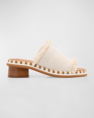 Allyson Frayed Cotton Mule Sandals