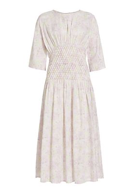 Alma Printed Cotton Midi-Dress