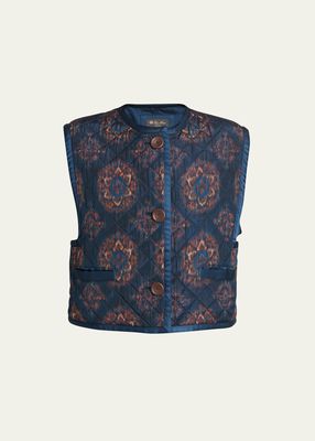 Almas Rosette Printed Chine Quilted Vest