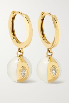 Almasika - Terra Nova 18-karat Gold, Enamel And Diamond Earrings - one size