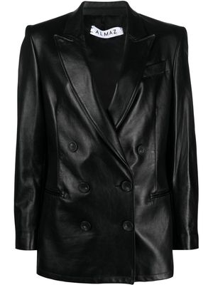 Almaz double-breasted leather blazer - Black