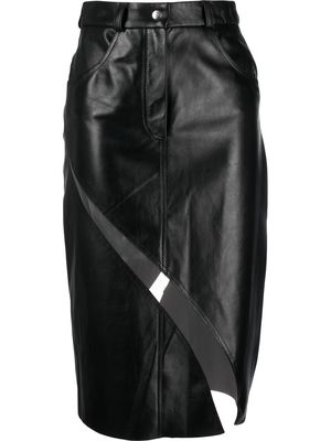 Almaz sheer-panel leather midi skirt - Black