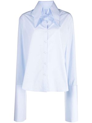 Almaz split-detail poplin-cotton shirt - Blue