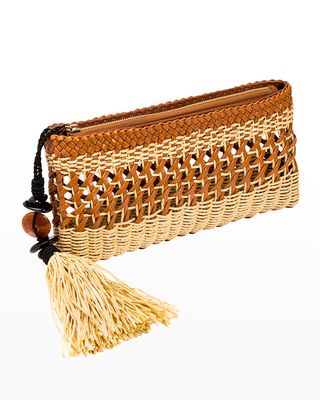 Almeria Two-Tone Woven Clutch Bag