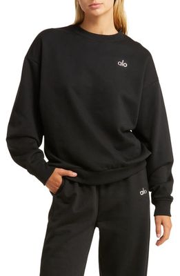 Alo Accolade Crewneck Cotton Blend Sweatshirt in Black