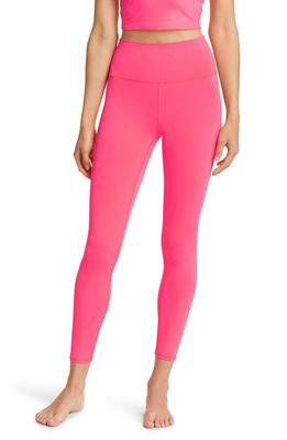 Alo Airlift High Waist Midi Leggings in Fluorescent Pink Coral