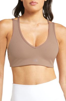 Alo Airlift Rib Sports Bra in Taupe